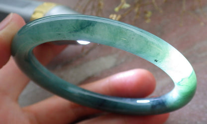 Certified Icy Green Burma 100% Natural A JADE Jadeite Circle Bangle Bracelet 56 mm 手镯 651341 TN