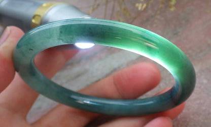 Certified Icy Green Burma 100% Natural A JADE Jadeite Circle Bangle Bracelet 56 mm 手镯 651341 TN