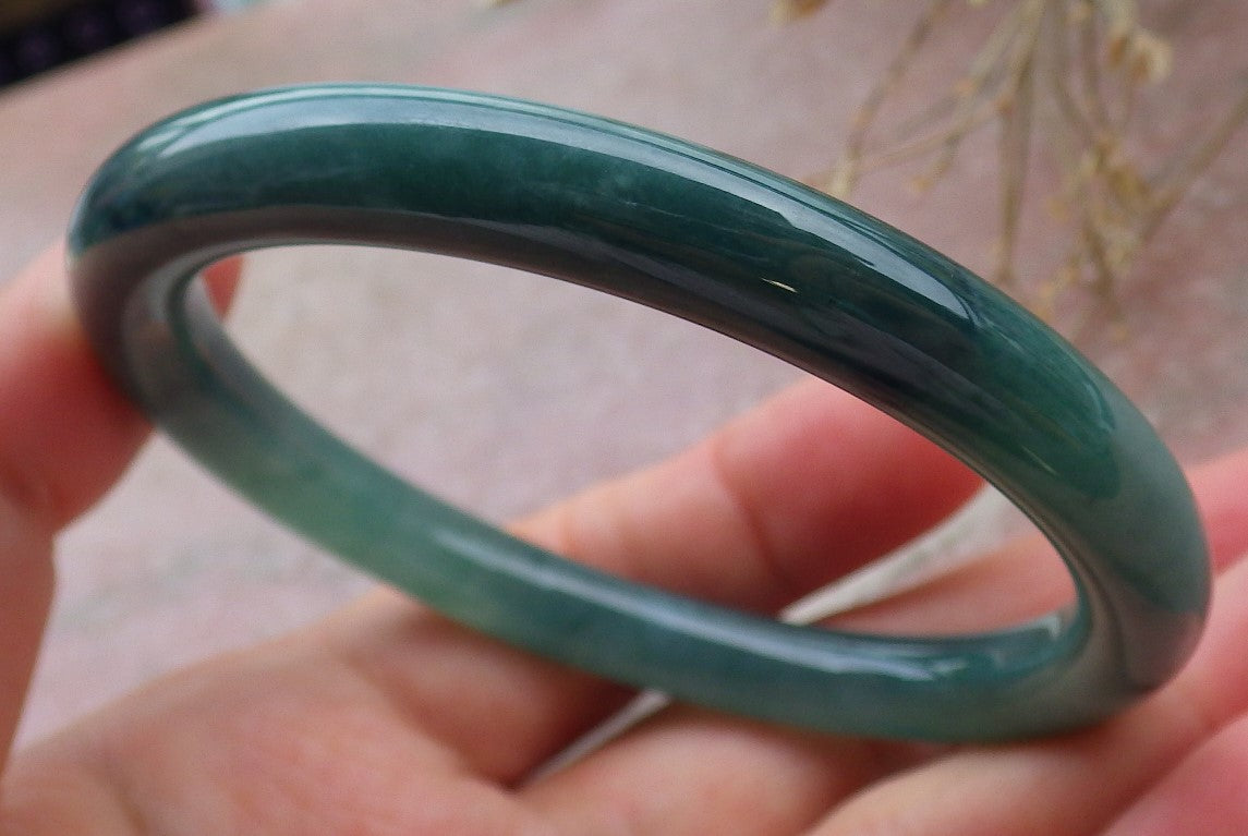 Certified Icy Green Burma 100% Natural A JADE Jadeite Circle Bangle Bracelet 56 mm 手镯 651341 TN