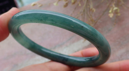 Certified Icy Green Burma 100% Natural A JADE Jadeite Circle Bangle Bracelet 56 mm 手镯 651341 TN
