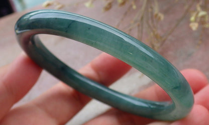 Certified Icy Green Burma 100% Natural A JADE Jadeite Circle Bangle Bracelet 56 mm 手镯 651341 TN
