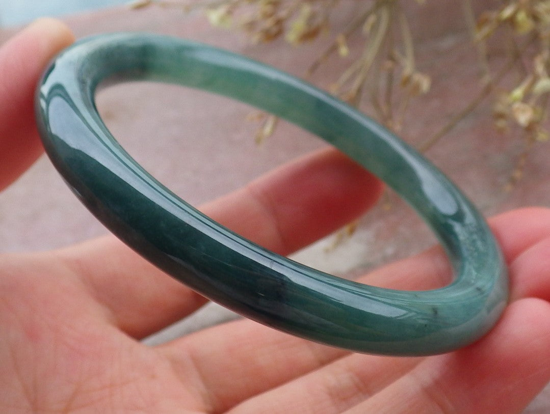 Certified Icy Green Burma 100% Natural A JADE Jadeite Circle Bangle Bracelet 56 mm 手镯 651341 TN
