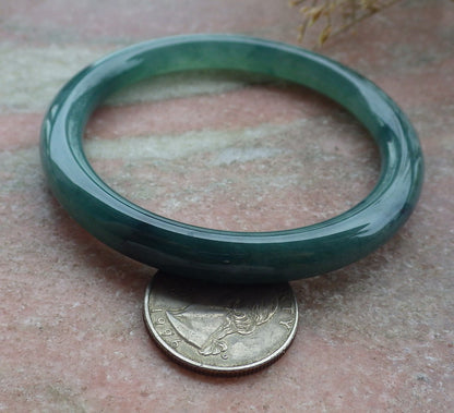 Certified Icy Green Burma 100% Natural A JADE Jadeite Circle Bangle Bracelet 56 mm 手镯 651341 TN