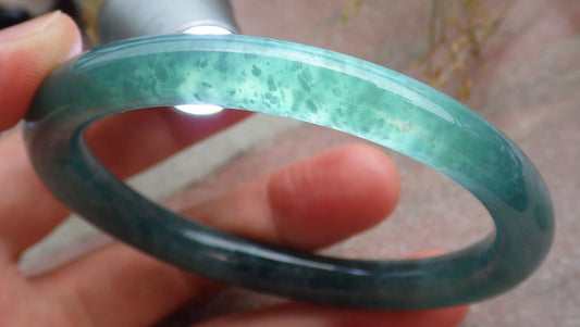 Certified Icy Green Burma 100% Natural A JADE Jadeite Circle Bangle Bracelet 56 mm 手镯 651403 TN