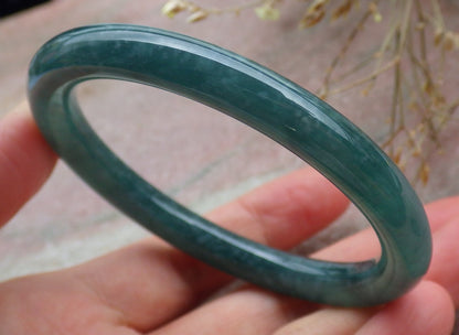 Certified Icy Green Burma 100% Natural A JADE Jadeite Circle Bangle Bracelet 56 mm 手镯 651403 TN