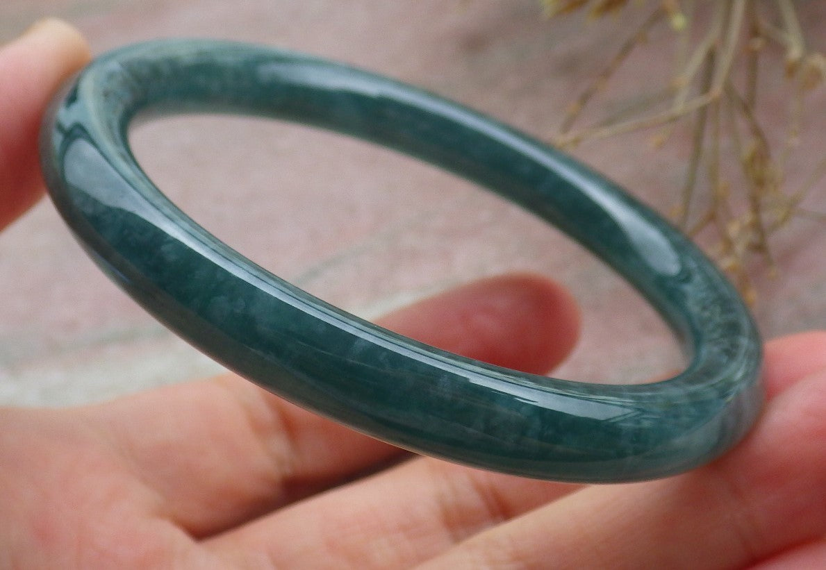 Certified Icy Green Burma 100% Natural A JADE Jadeite Circle Bangle Bracelet 56 mm 手镯 651403 TN