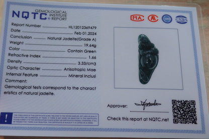 Certified Icy Green Burma 100% Natural A Jade jadeite pendant Happy Buddha God Necklace 开心佛 651414 TN