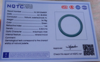 Certified Green Burma 100% Natural A JADE Jadeite Bangle Bracelet 58 mm 手镯 651434 TN