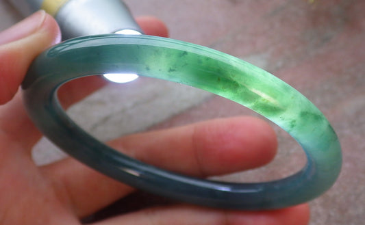 Certified Icy Green Burma 100% Natural A JADE Jadeite Circle Bangle Bracelet 57 mm 手镯 651452 TN