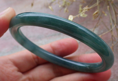 Certified Icy Green Burma 100% Natural A JADE Jadeite Circle Bangle Bracelet 57 mm 手镯 651452 TN