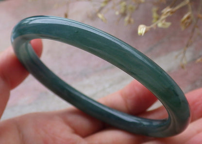 Certified Icy Green Burma 100% Natural A JADE Jadeite Circle Bangle Bracelet 57 mm 手镯 651452 TN