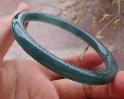 Certified Icy Green Burma 100% Natural A JADE Jadeite Circle Bangle Bracelet 57 mm 手镯 651452 TN