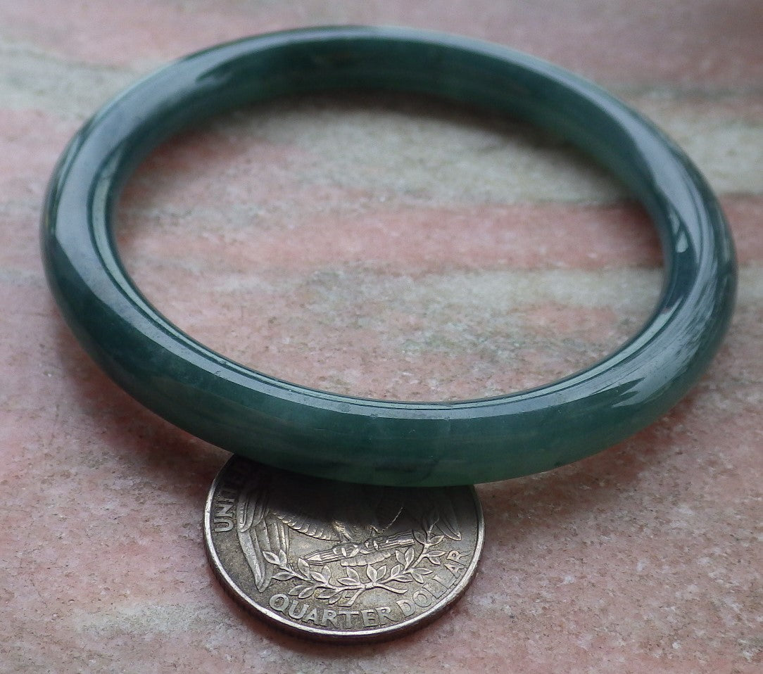 Certified Icy Green Burma 100% Natural A JADE Jadeite Circle Bangle Bracelet 57 mm 手镯 651452 TN