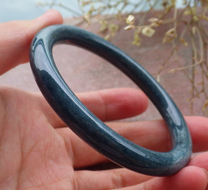 Certified Green Burma 100% Natural A JADE Jadeite Circle Bangle Bracelet 55 mm 手镯 651496 TN