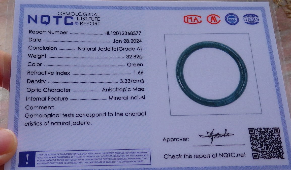 Certified Green Burma 100% Natural A JADE Jadeite Circle Bangle Bracelet 55 mm 手镯 651496 TN