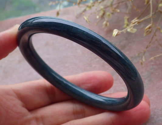 Certified Green Burma 100% Natural A JADE Jadeite Circle Bangle Bracelet 56 mm 手镯 651505 TN