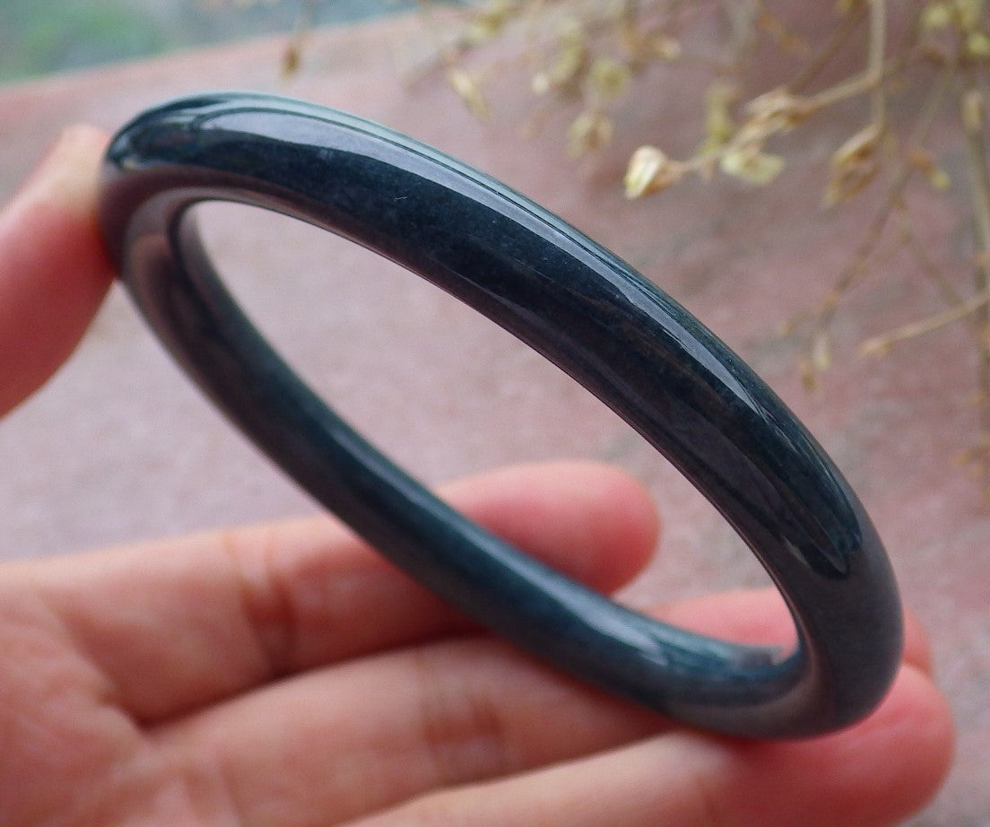 Certified Green Burma 100% Natural A JADE Jadeite Circle Bangle Bracelet 56 mm 手镯 651505 TN