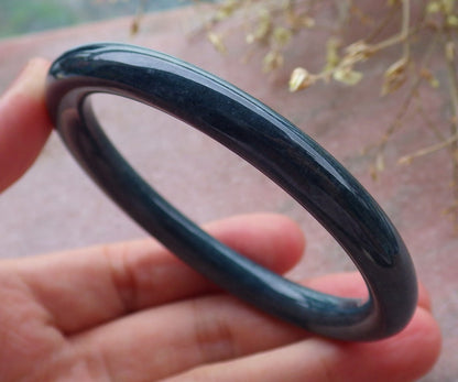 Certified Green Burma 100% Natural A JADE Jadeite Circle Bangle Bracelet 56 mm 手镯 651505 TN