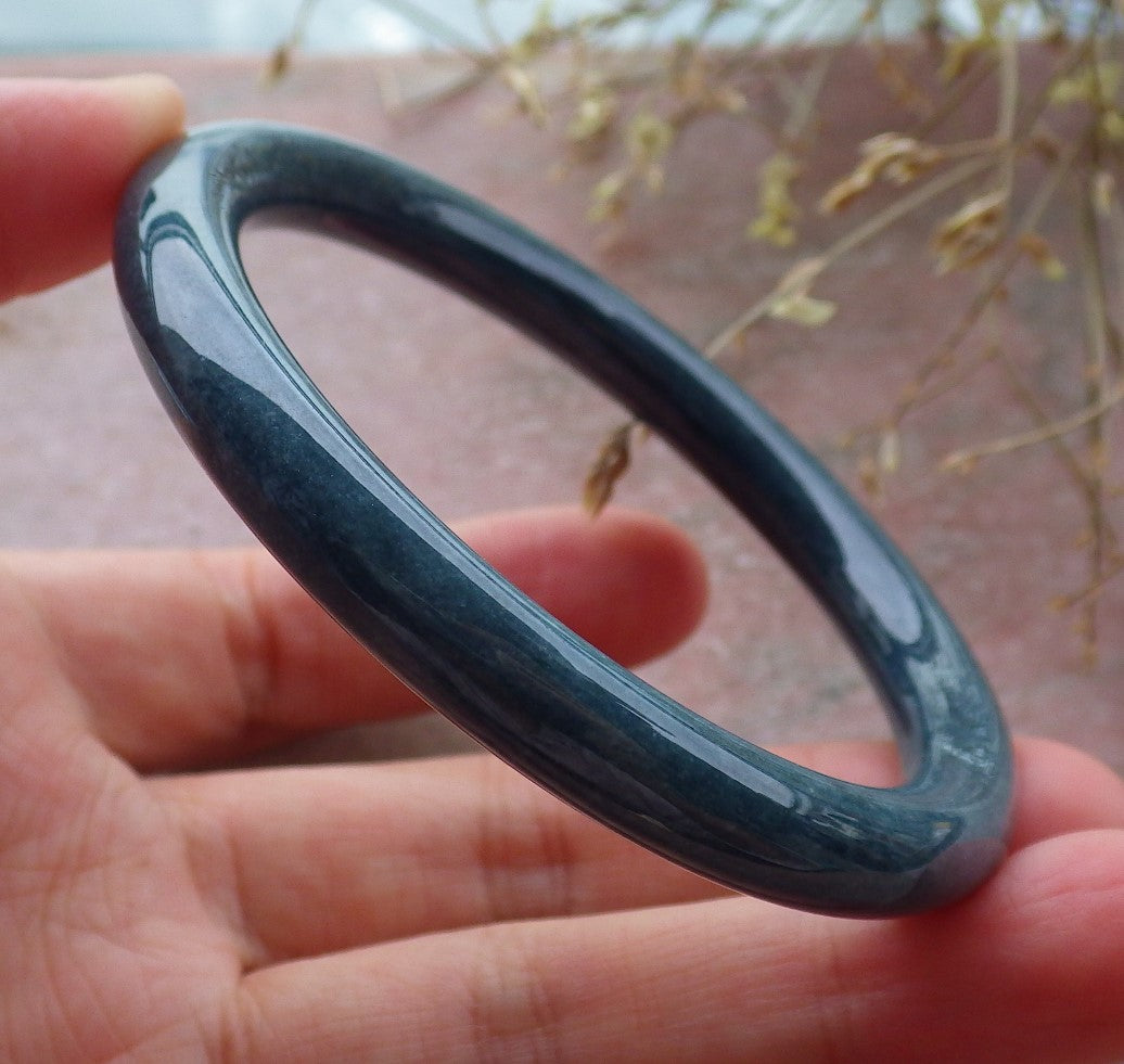 Certified Green Burma 100% Natural A JADE Jadeite Circle Bangle Bracelet 56 mm 手镯 651505 TN