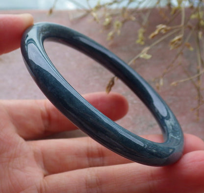 Certified Green Burma 100% Natural A JADE Jadeite Circle Bangle Bracelet 56 mm 手镯 651505 TN