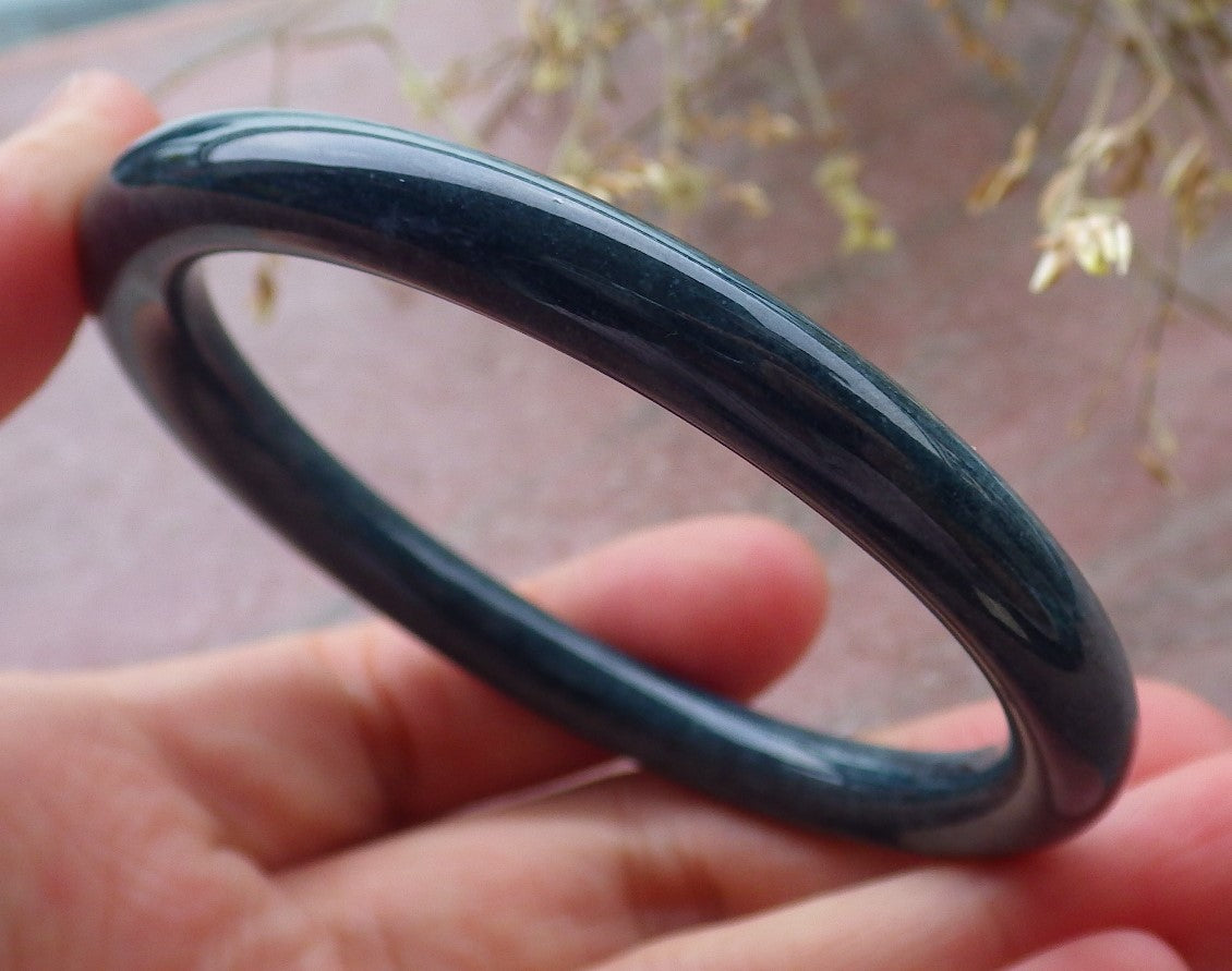 Certified Green Burma 100% Natural A JADE Jadeite Circle Bangle Bracelet 56 mm 手镯 651513 TN