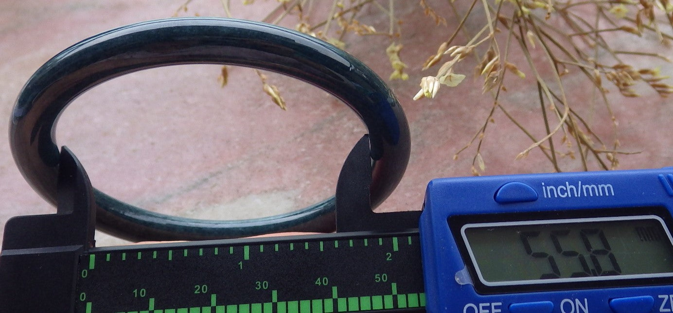 Certified Green Burma 100% Natural A JADE Jadeite Circle Bangle Bracelet 56 mm 手镯 651513 TN