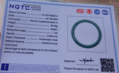 Certified Green Burma 100% Natural A JADE Jadeite Bangle Bracelet 58 mm 手镯 651521 TN