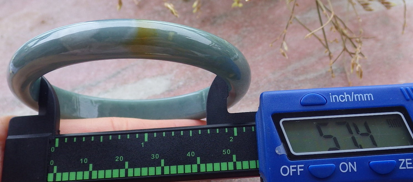 Certified Green Yellow Burma 100% Natural A JADE Jadeite Bangle Bracelet 57 mm 手镯 651529 TN