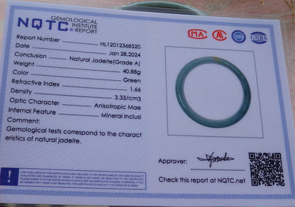 Certified Green Yellow Burma 100% Natural A JADE Jadeite Bangle Bracelet 57 mm 手镯 651529 TN