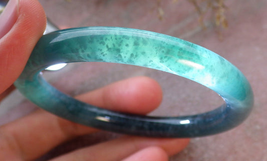 Certified Icy Green Burma 100% Natural A JADE Jadeite Circle Bangle Bracelet 56 mm 手镯 651549 TN