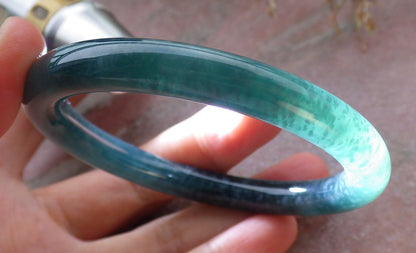 Certified Icy Green Burma 100% Natural A JADE Jadeite Circle Bangle Bracelet 56 mm 手镯 651549 TN