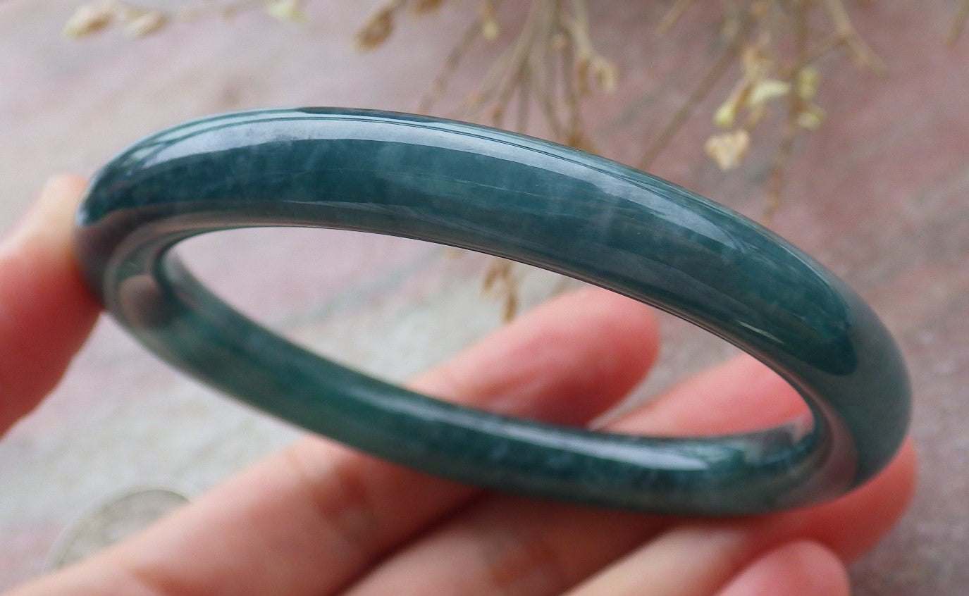 Certified Icy Green Burma 100% Natural A JADE Jadeite Circle Bangle Bracelet 56 mm 手镯 651549 TN