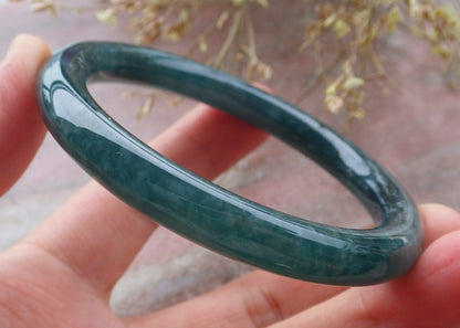 Certified Icy Green Burma 100% Natural A JADE Jadeite Circle Bangle Bracelet 56 mm 手镯 651549 TN