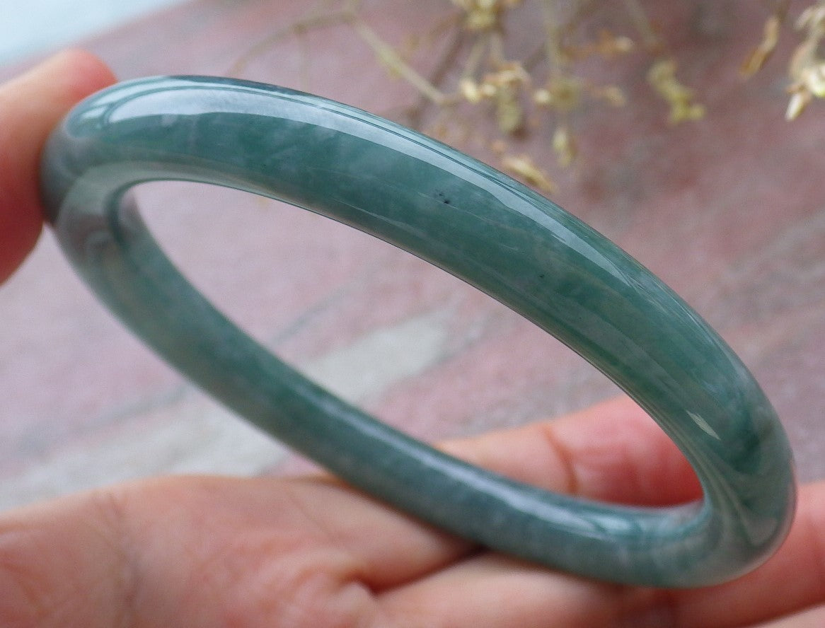 Certified Icy Green Burma 100% Natural A JADE Jadeite Circle Bangle Bracelet 59 mm 手镯 651560 TN