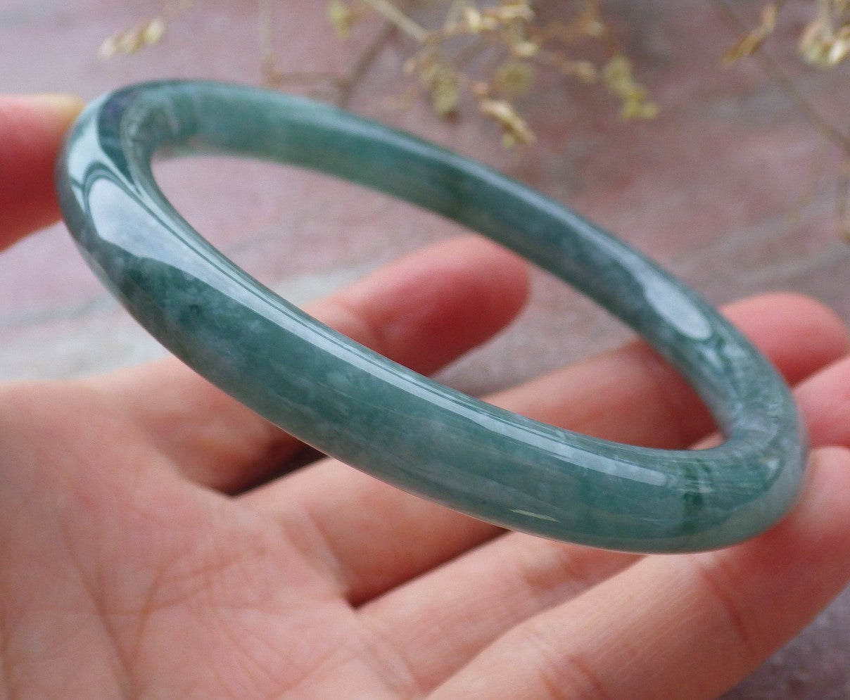 Certified Icy Green Burma 100% Natural A JADE Jadeite Circle Bangle Bracelet 59 mm 手镯 651560 TN
