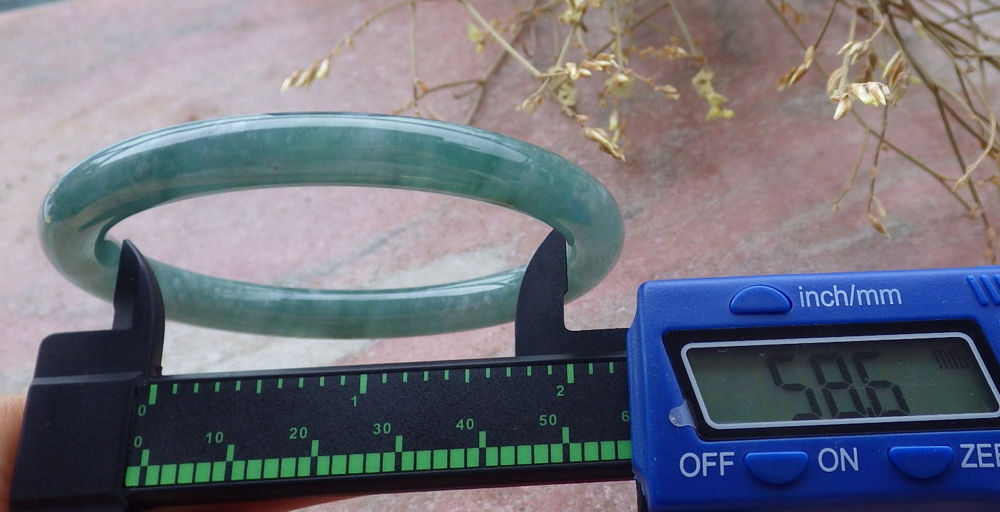 Certified Icy Green Burma 100% Natural A JADE Jadeite Circle Bangle Bracelet 59 mm 手镯 651560 TN