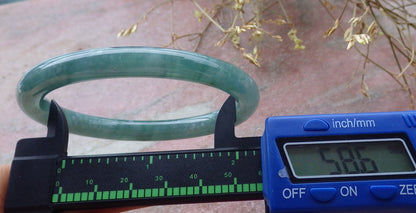 Certified Icy Green Burma 100% Natural A JADE Jadeite Circle Bangle Bracelet 59 mm 手镯 651560 TN