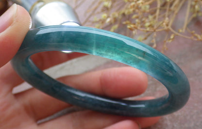 Certified Icy Green Burma 100% Natural A JADE Jadeite Circle Bangle Bracelet 56 mm 手镯 651767 TN