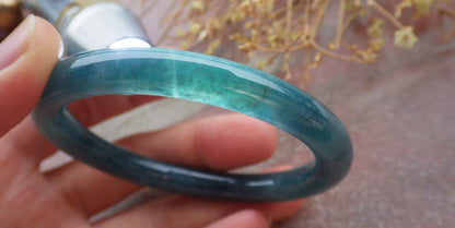 Certified Icy Green Burma 100% Natural A JADE Jadeite Circle Bangle Bracelet 56 mm 手镯 651767 TN