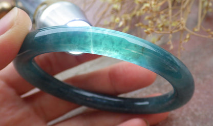 Certified Icy Green Burma 100% Natural A JADE Jadeite Circle Bangle Bracelet 56 mm 手镯 651767 TN