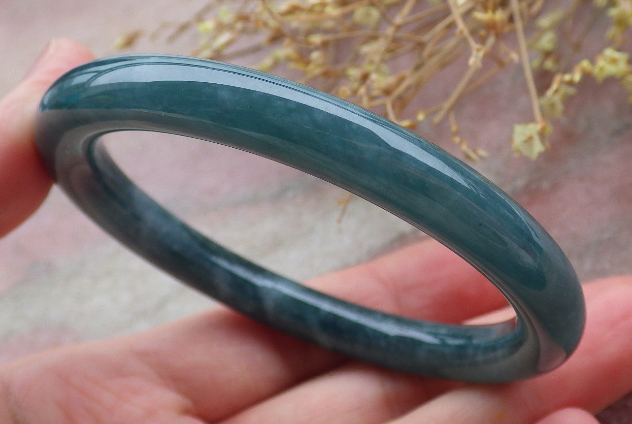 Certified Icy Green Burma 100% Natural A JADE Jadeite Circle Bangle Bracelet 56 mm 手镯 651767 TN