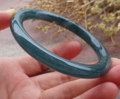 Certified Icy Green Burma 100% Natural A JADE Jadeite Circle Bangle Bracelet 56 mm 手镯 651767 TN