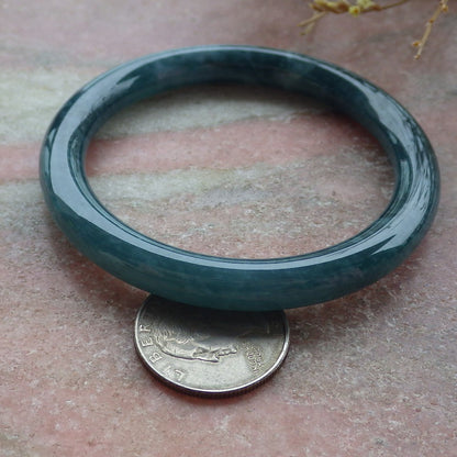 Certified Icy Green Burma 100% Natural A JADE Jadeite Circle Bangle Bracelet 56 mm 手镯 651767 TN