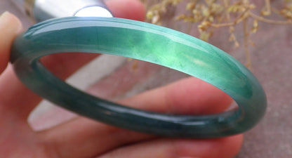 Certified Icy Green Burma 100% Natural A JADE Jadeite Circle Bangle Bracelet 54 mm 手镯 651780 TN