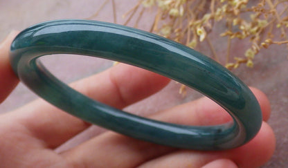 Certified Icy Green Burma 100% Natural A JADE Jadeite Circle Bangle Bracelet 54 mm 手镯 651780 TN