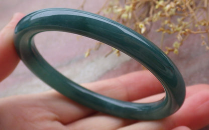 Certified Icy Green Burma 100% Natural A JADE Jadeite Circle Bangle Bracelet 54 mm 手镯 651780 TN