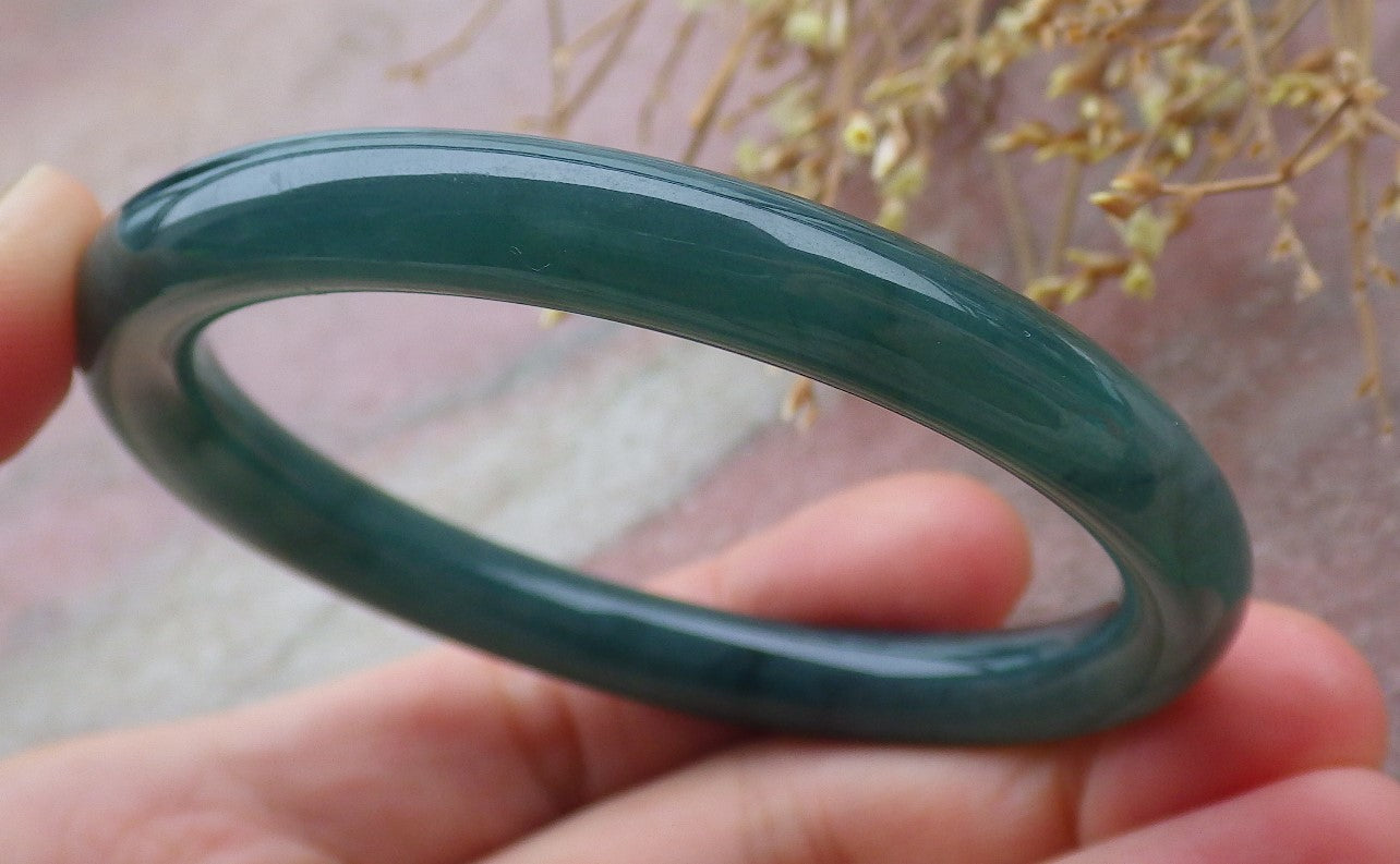 Certified Icy Green Burma 100% Natural A JADE Jadeite Circle Bangle Bracelet 54 mm 手镯 651780 TN