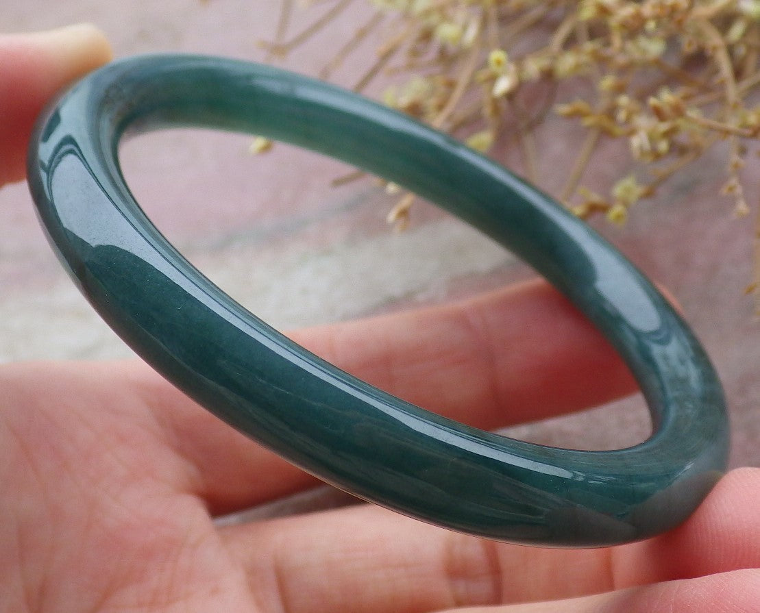 Certified Icy Green Burma 100% Natural A JADE Jadeite Circle Bangle Bracelet 54 mm 手镯 651780 TN