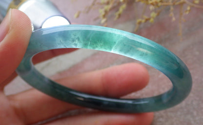 Certified Icy Green Burma 100% Natural A JADE Jadeite Circle Bangle Bracelet 56 mm 手镯 651794 TN