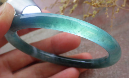 Certified Icy Green Burma 100% Natural A JADE Jadeite Circle Bangle Bracelet 56 mm 手镯 651794 TN